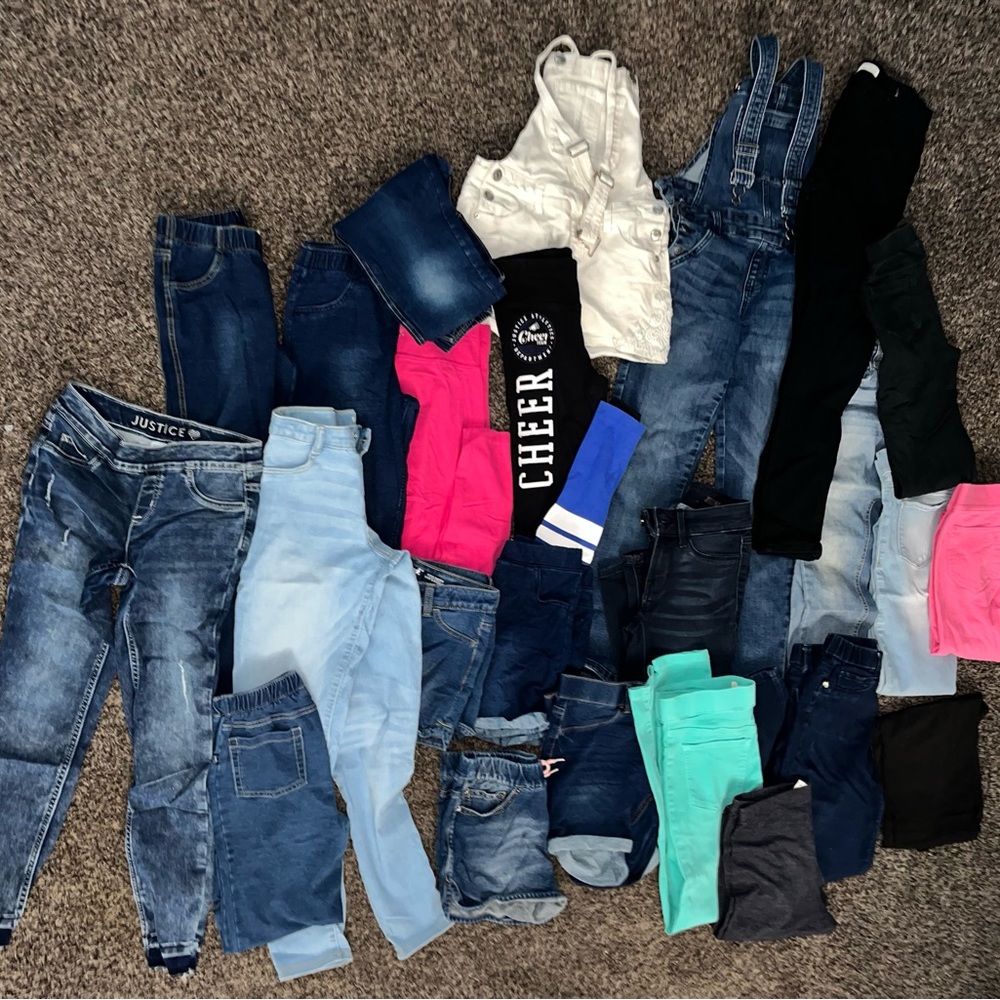 Lot of girls jeans, leggings, and jeggings